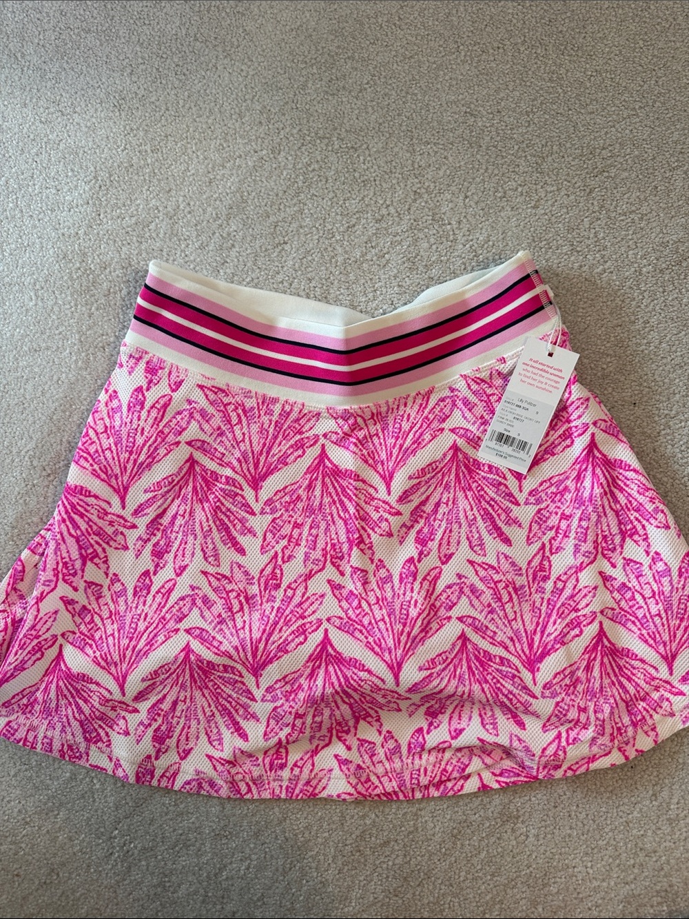 Lilly Pulitzer Hot Pink Floral Knit Skort with Striped Waistband